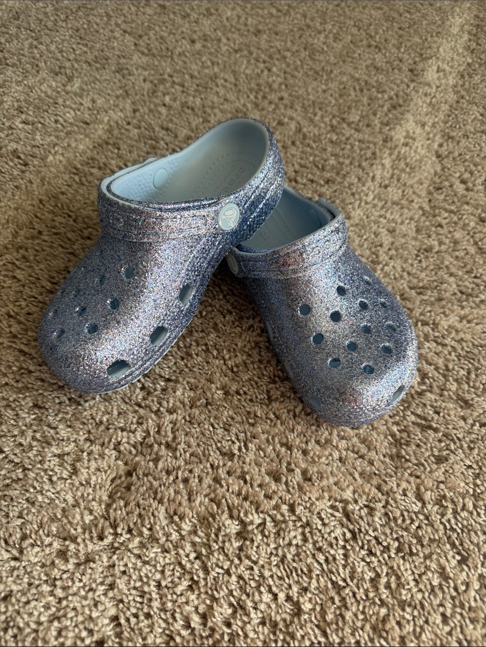 NWOT - Kids Glitter Clog Sandals - bluish purple/Silver